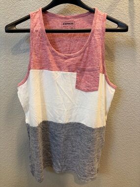 Express Men’s Colorblock Tank Top - Pink/White/Gray